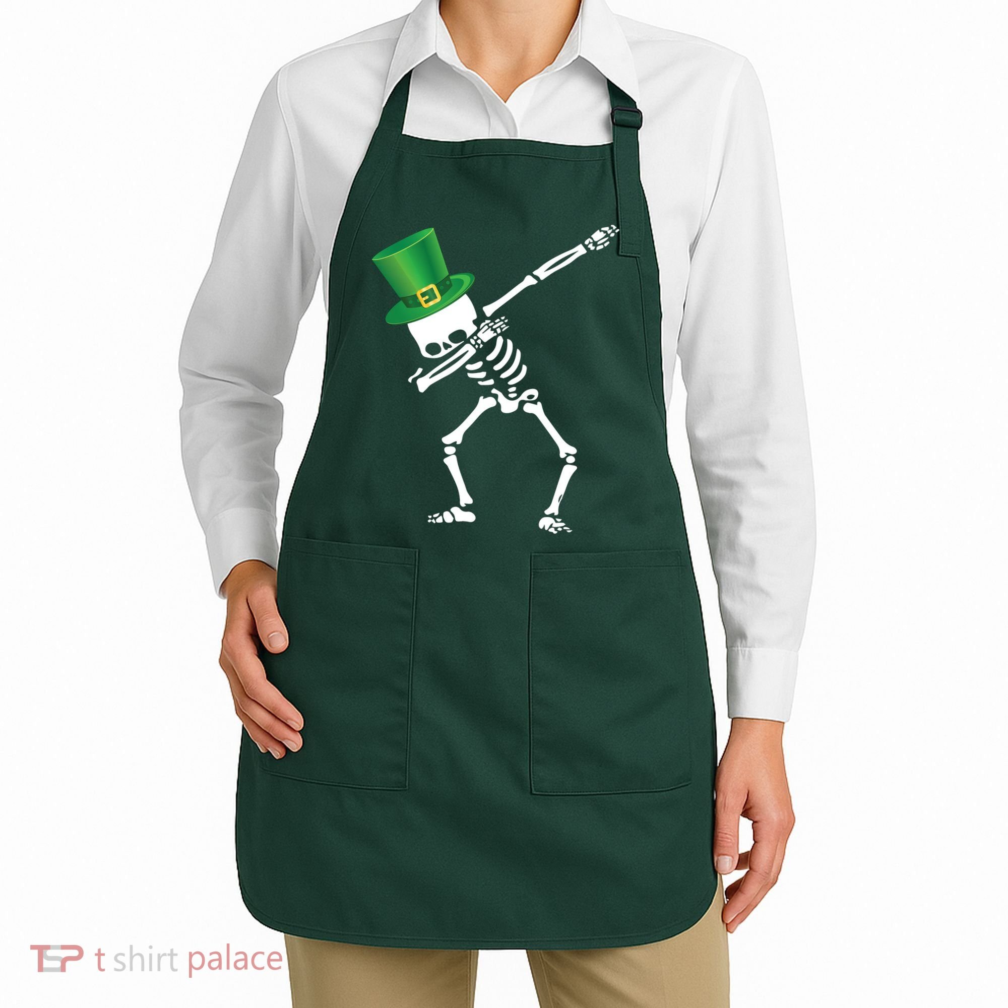Irish Dabbing Skeleton St. Patrick's Day Apron