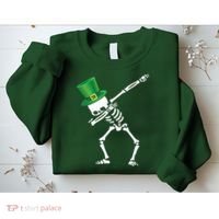 Irish Dabbing Skeleton St. Patrick's Day Sweatshirt thumb 2