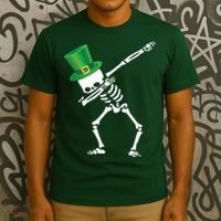 Irish Dabbing Skeleton St. Patrick's Day T-Shirt thumb 3