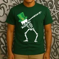 Irish Dabbing Skeleton St. Patrick's Day T-Shirt thumb 3