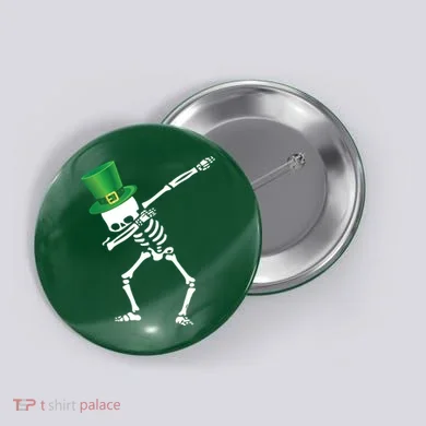 Irish Dabbing Skeleton St. Patrick's Day Button