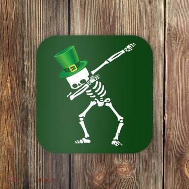 Irish Dabbing Skeleton St. Patrick's Day Coaster