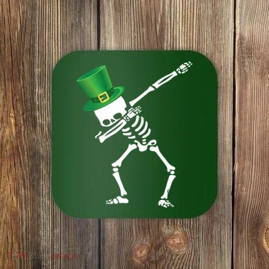 Irish Dabbing Skeleton St. Patrick's Day Coaster