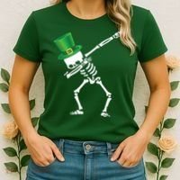 Irish Dabbing Skeleton St. Patrick's Day Women's T-Shirt thumb 2
