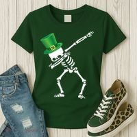 Irish Dabbing Skeleton St. Patrick's Day Women's T-Shirt thumb 3