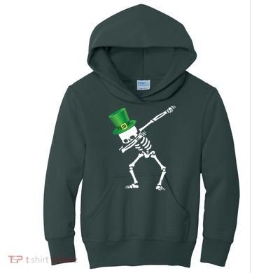 Irish Dabbing Skeleton St. Patrick's Day Kids Hoodie