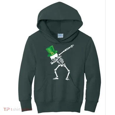 Irish Dabbing Skeleton St. Patrick's Day Kids Hoodie