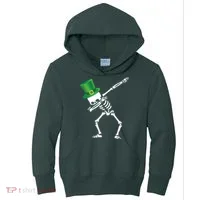 Irish Dabbing Skeleton St. Patrick's Day Kids Hoodie thumb 0