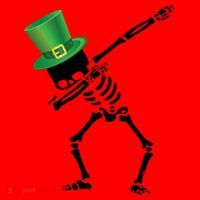 Irish Dabbing Skeleton St. Patrick's Day Santa Hat thumb 1