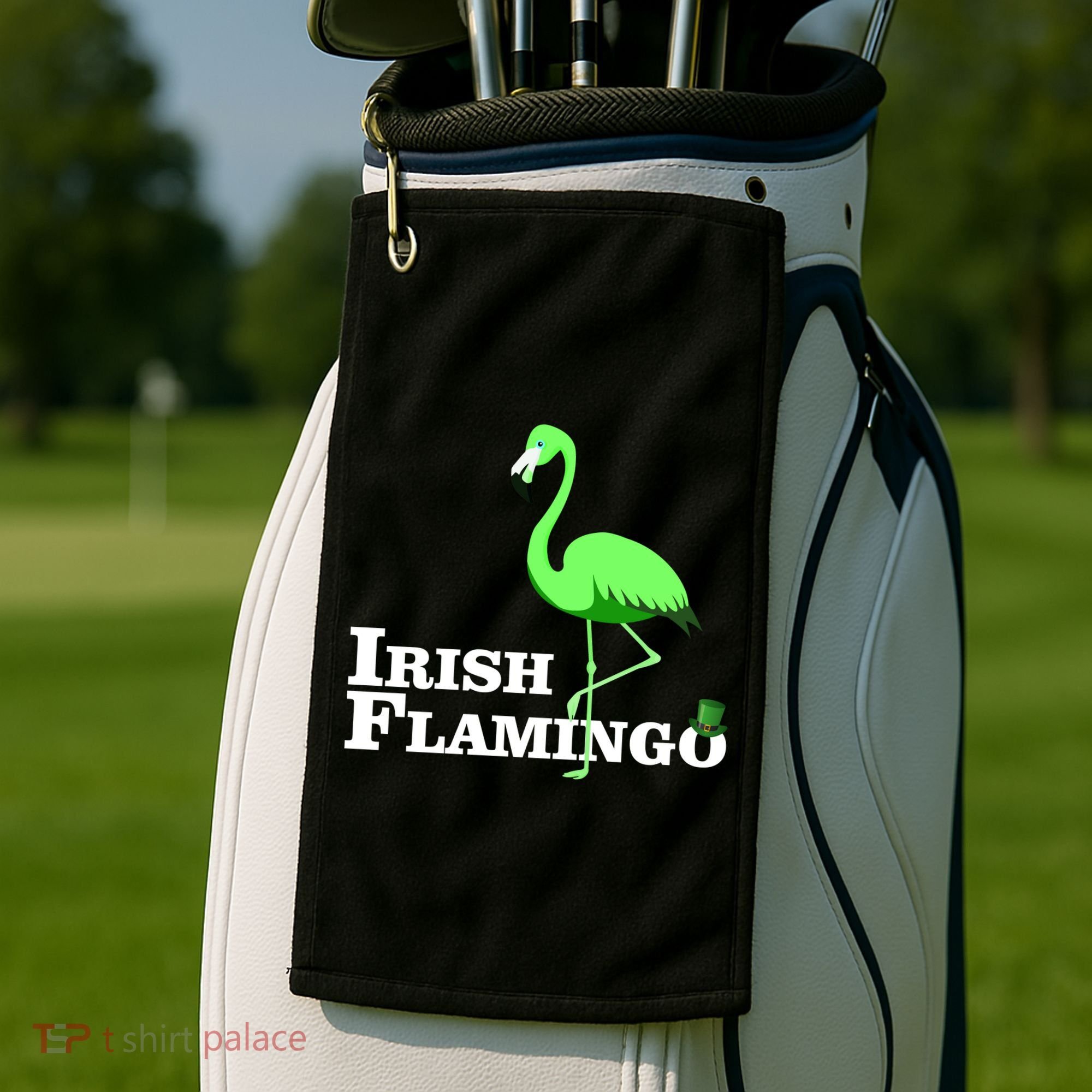 Irish Flamingo Golf Towel