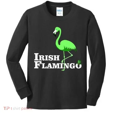 Irish Flamingo Kids Long Sleeve Shirt