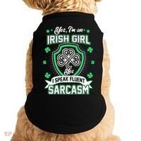 Irish Girl I Speak Fluent Sarcasm Doggie Tank thumb 0