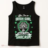 Irish Girl I Speak Fluent Sarcasm Tank Top thumb 2