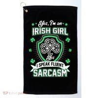 Irish Girl I Speak Fluent Sarcasm Golf Towel thumb 0