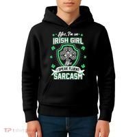 Irish Girl I Speak Fluent Sarcasm Kids Hoodie thumb 4