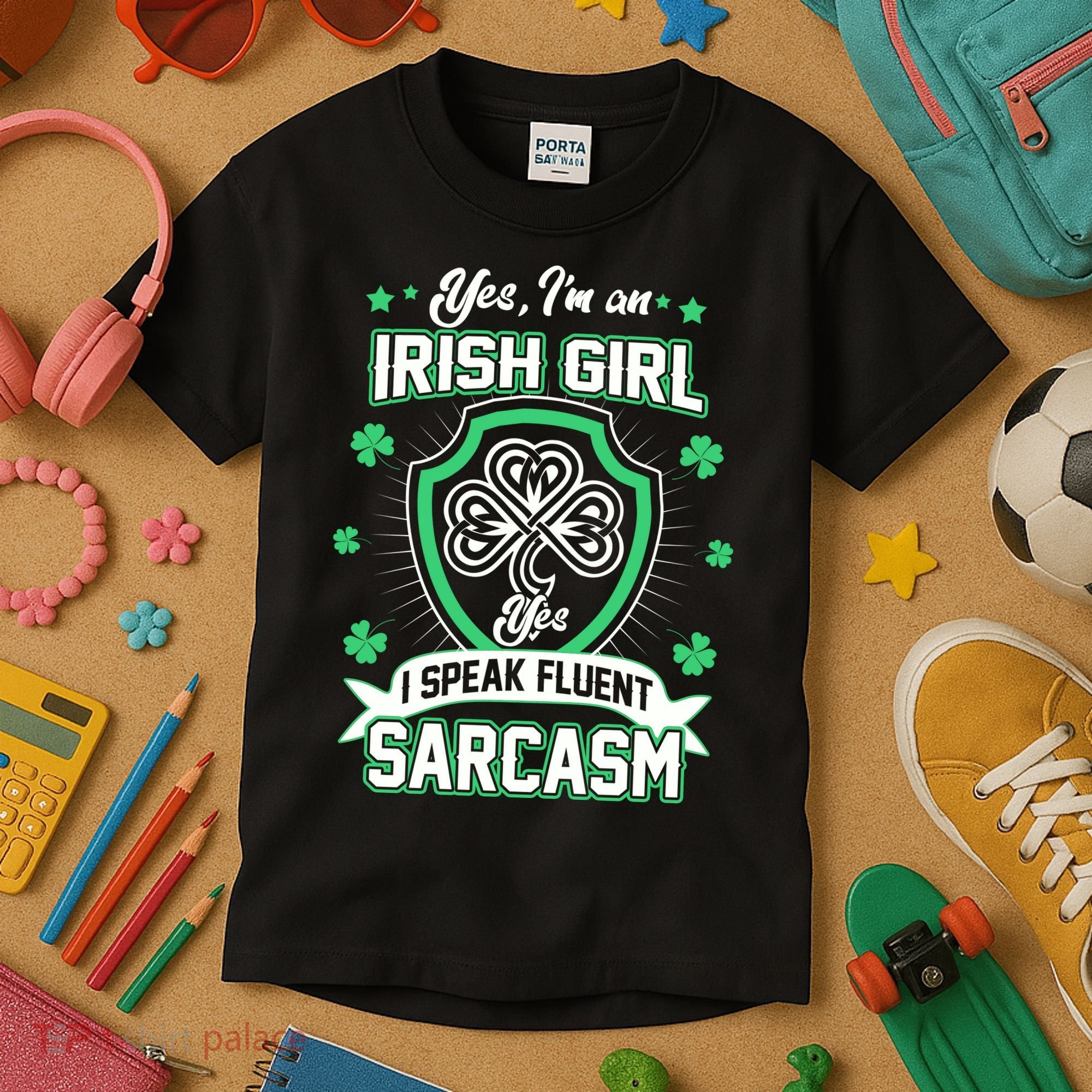 Irish Girl I Speak Fluent Sarcasm Kids T-Shirt