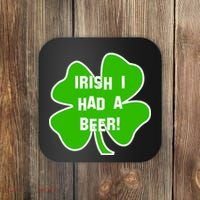 Irish I Had A Beer Clover St. Patrick's Day Coaster thumb 0