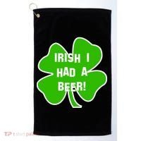 Irish I Had A Beer Clover St. Patrick's Day Golf Towel thumb 0