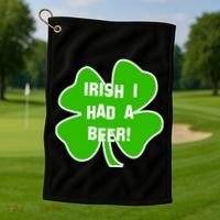 Irish I Had A Beer Clover St. Patrick's Day Golf Towel thumb 1
