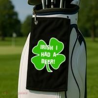 Irish I Had A Beer Clover St. Patrick's Day Golf Towel thumb 2