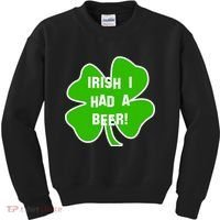 Irish I Had A Beer Clover St. Patrick's Day Kids Sweatshirt thumb 0