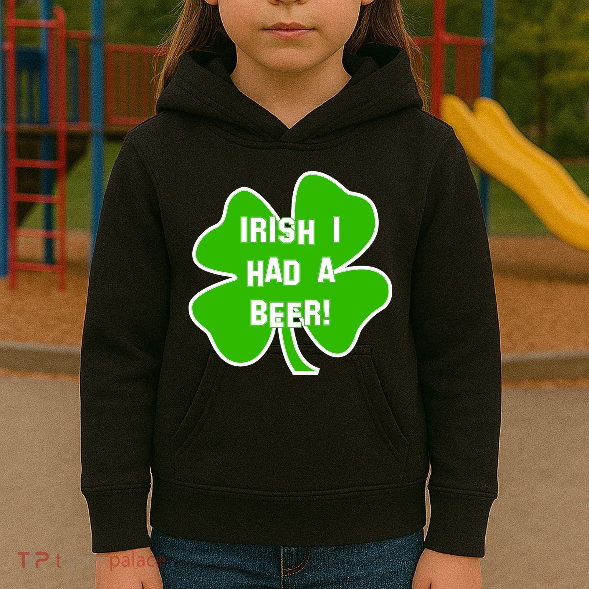 Irish I Had A Beer Clover St. Patrick's Day Kids Hoodie