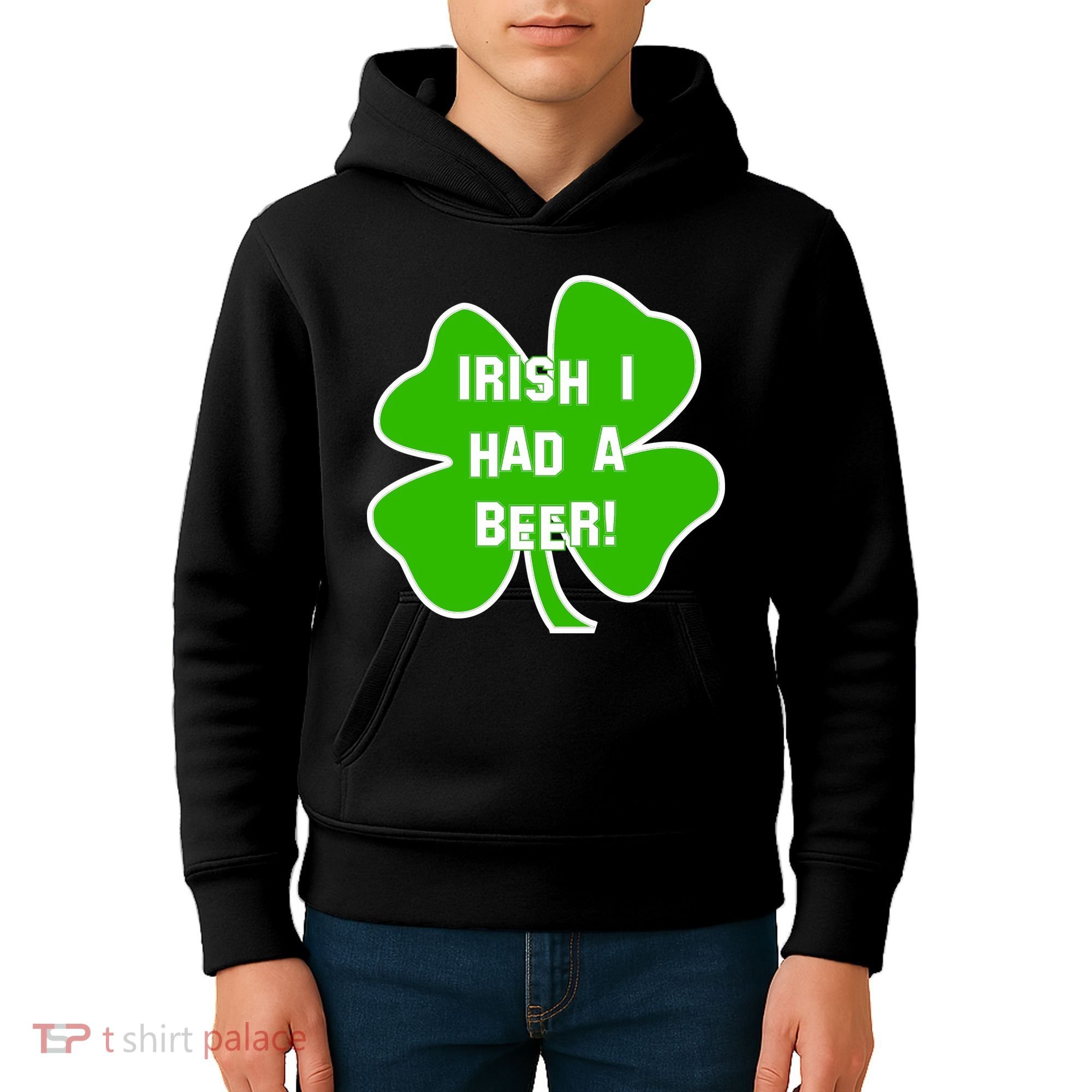 Irish I Had A Beer Clover St. Patrick's Day Kids Hoodie