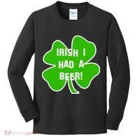 Irish I Had A Beer Clover St. Patrick's Day Kids Long Sleeve Shirt thumb 0