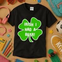 Irish I Had A Beer Clover St. Patrick's Day Kids T-Shirt thumb 3