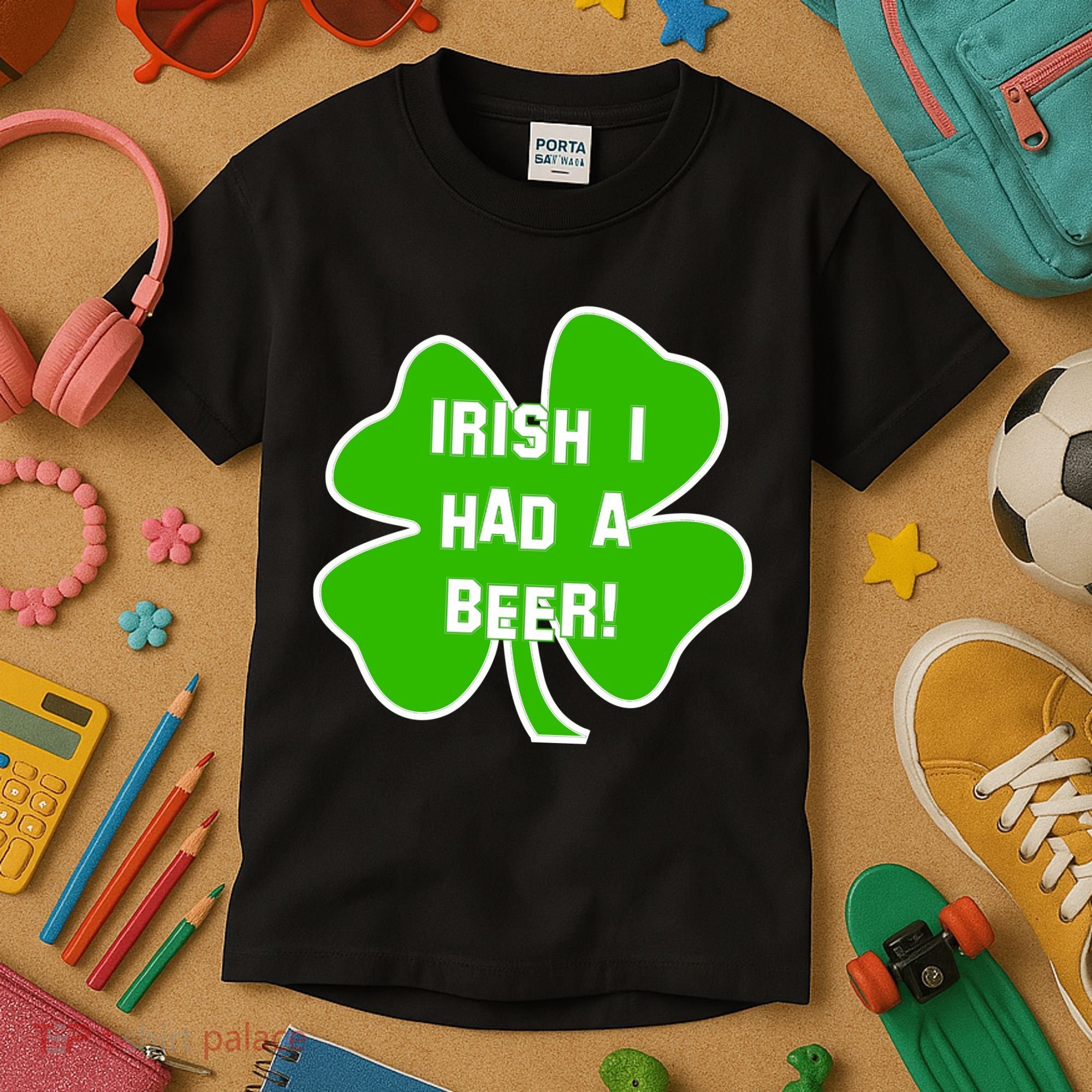 Irish I Had A Beer Clover St. Patrick's Day Kids T-Shirt