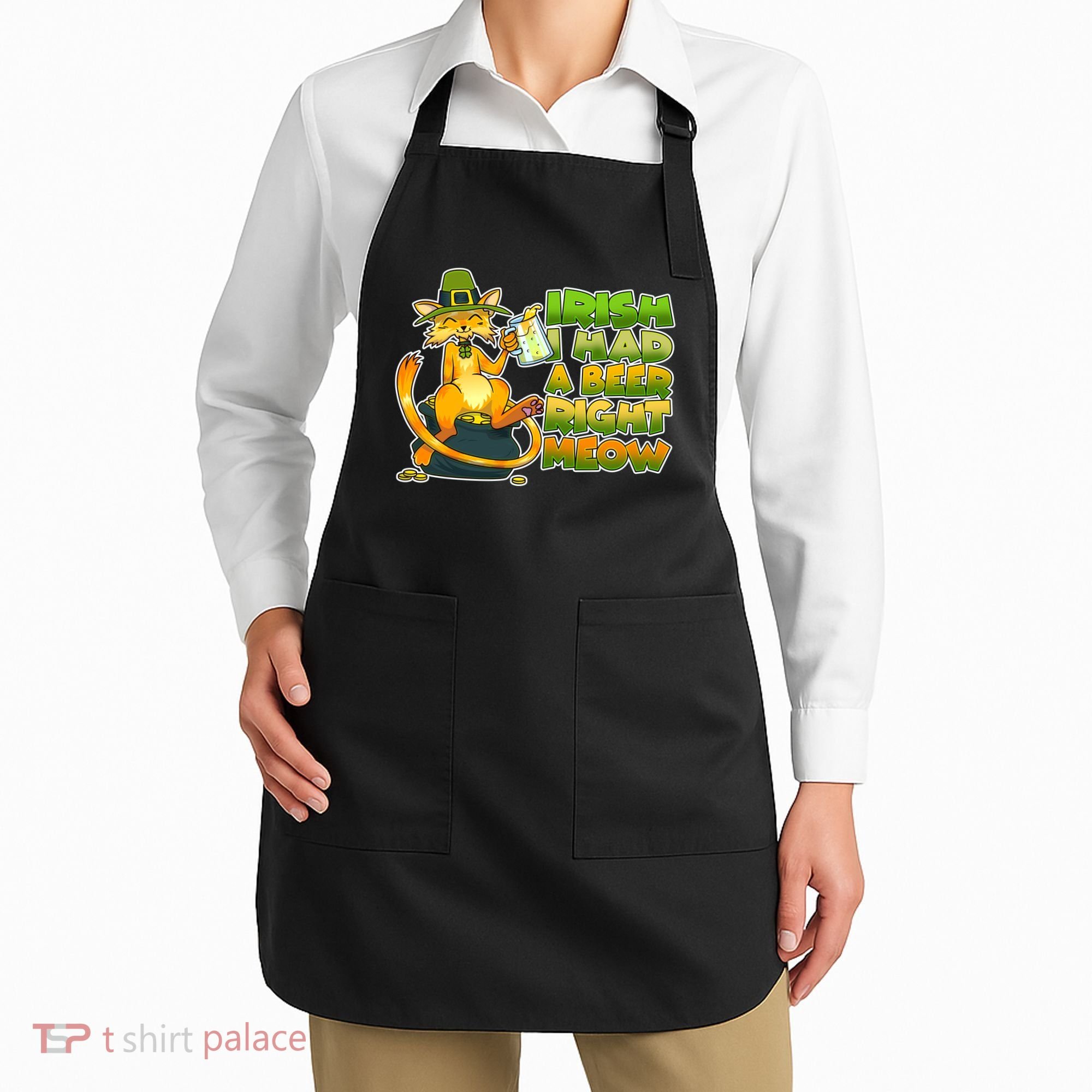 Irish I had A Beer Right Meow Apron