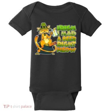 Irish I had A Beer Right Meow Baby Bodysuit