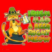 Irish I had A Beer Right Meow Santa Hat thumb 1
