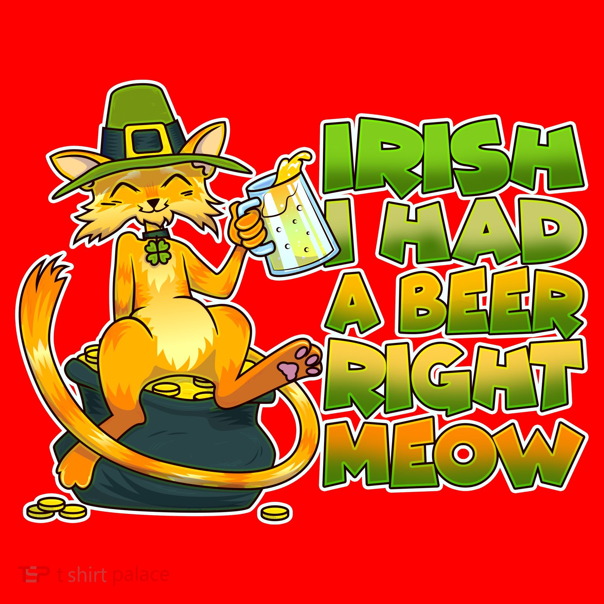 Irish I had A Beer Right Meow Santa Hat