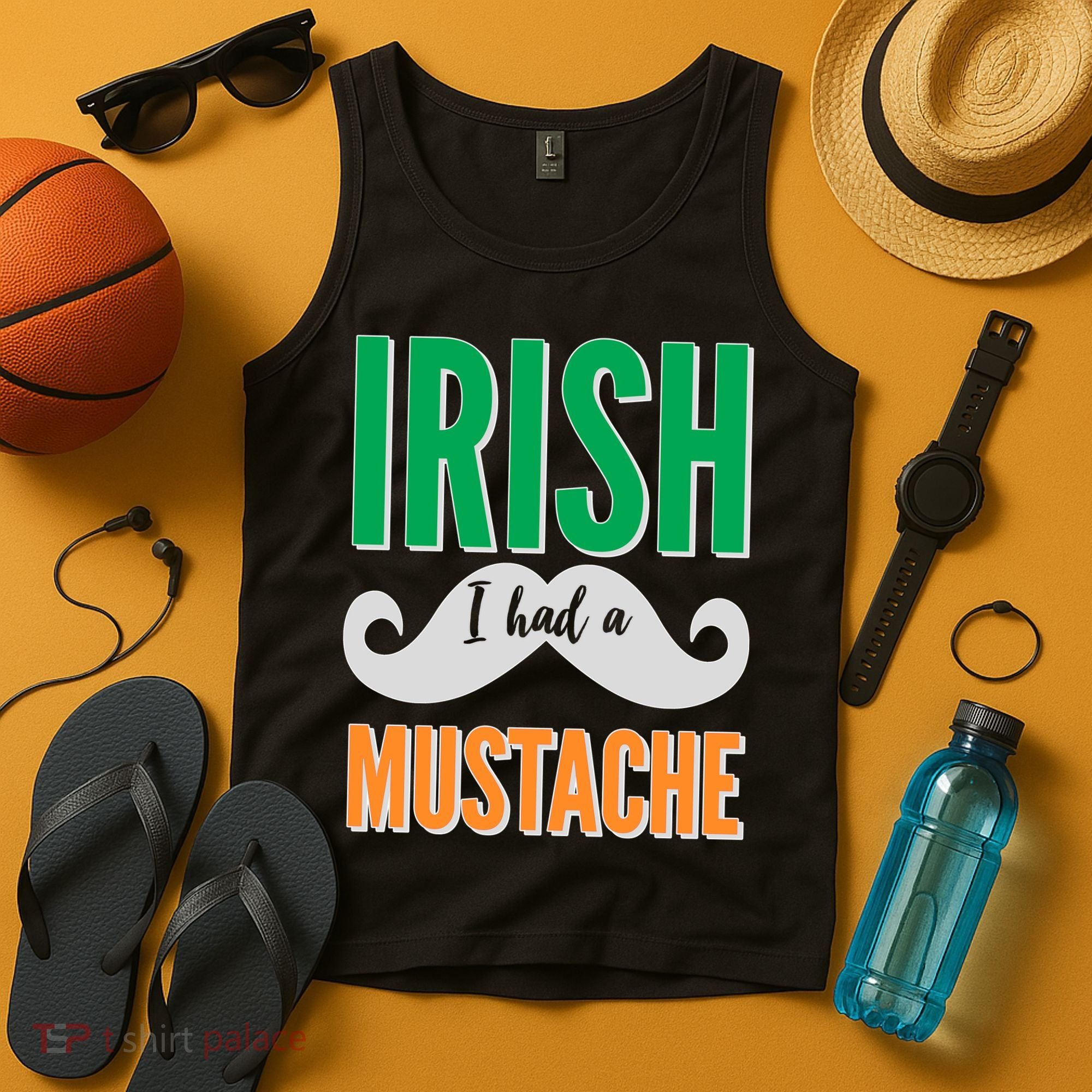 Irish I Had A Mustache Tank Top