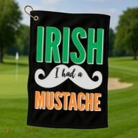 Irish I Had A Mustache Golf Towel thumb 1
