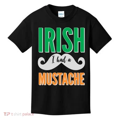 Irish I Had A Mustache Kids T-Shirt