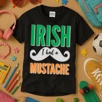Irish I Had A Mustache Kids T-Shirt thumb 3