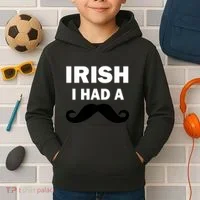 Irish I had A Mustache Funny Kids Hoodie thumb 2
