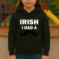 Irish I had A Mustache Funny Kids Hoodie thumb 3