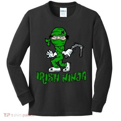 Irish Ninja St. Patricks Day Funny Kids Long Sleeve Shirt