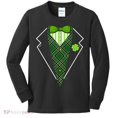 Irish Party Tuxedo Kids Long Sleeve Shirt