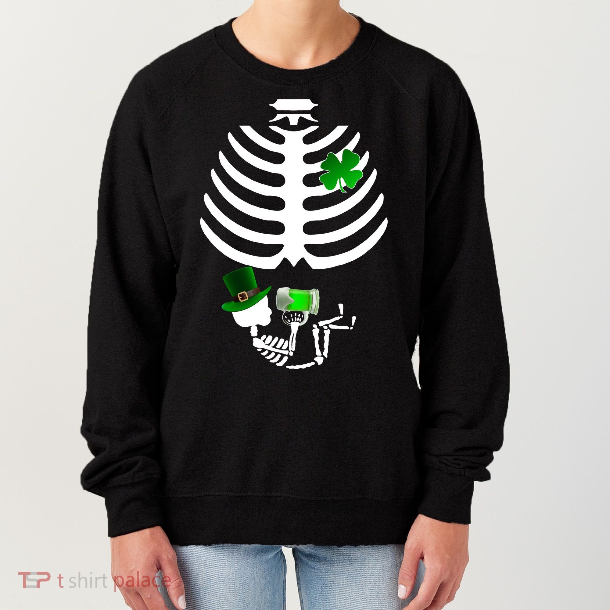 Irish Pregnant Skeleton Baby Beer Women's Sweatshirt