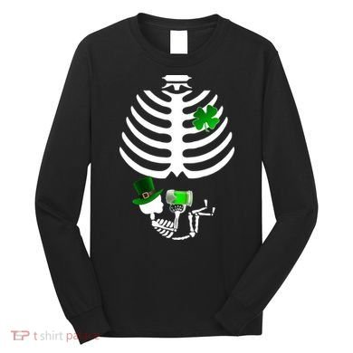 Irish Pregnant Skeleton Baby Beer Long Sleeve Shirt