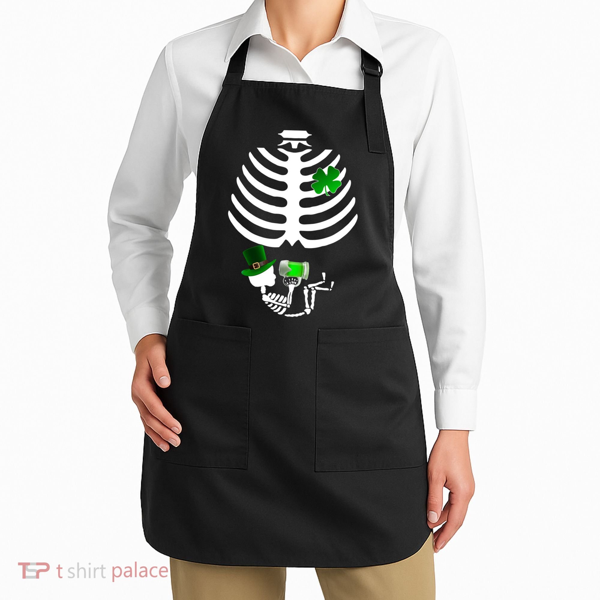 Irish Pregnant Skeleton Baby Beer Apron