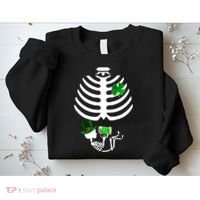 Irish Pregnant Skeleton Baby Beer Sweatshirt thumb 2