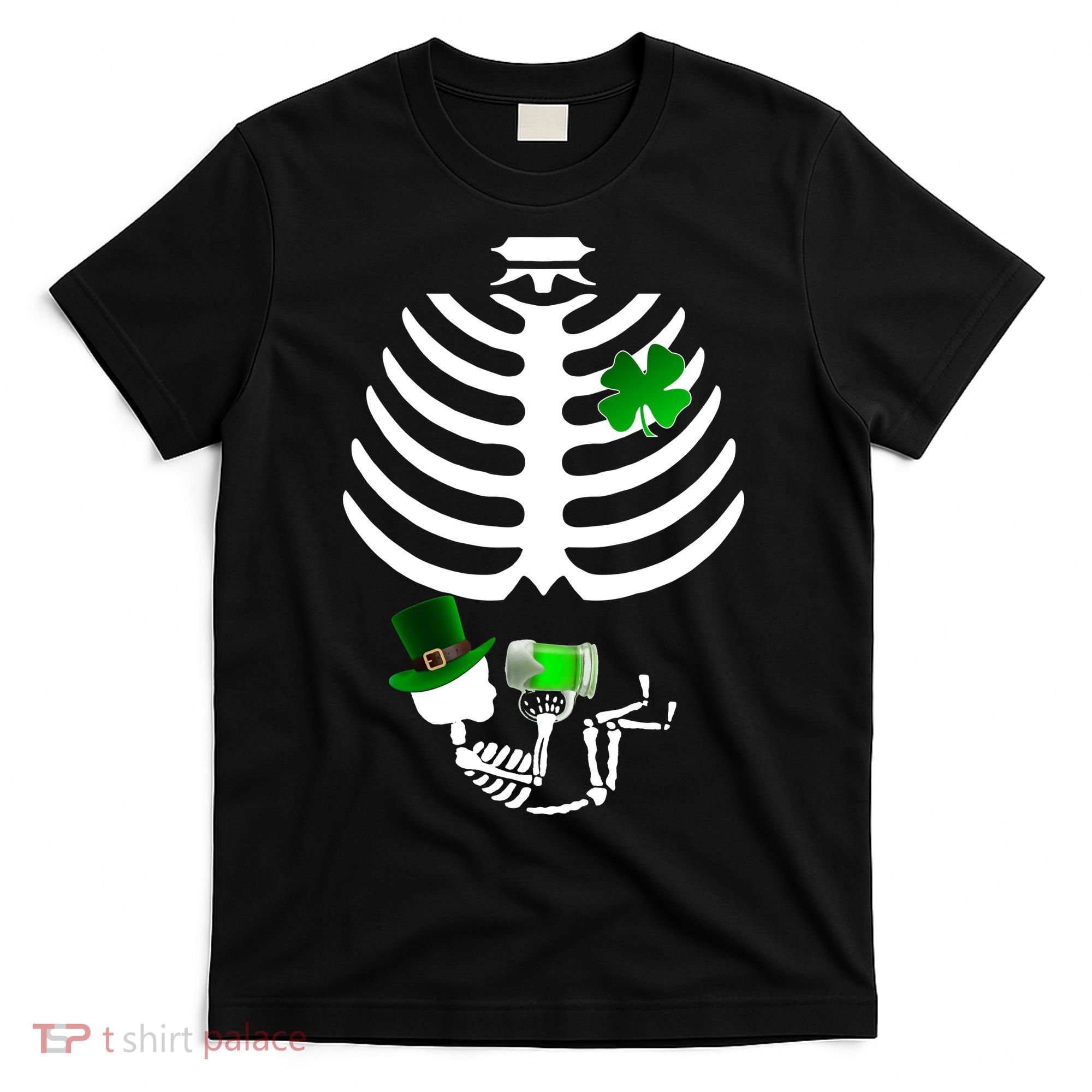 Irish Pregnant Skeleton Baby Beer T-Shirt