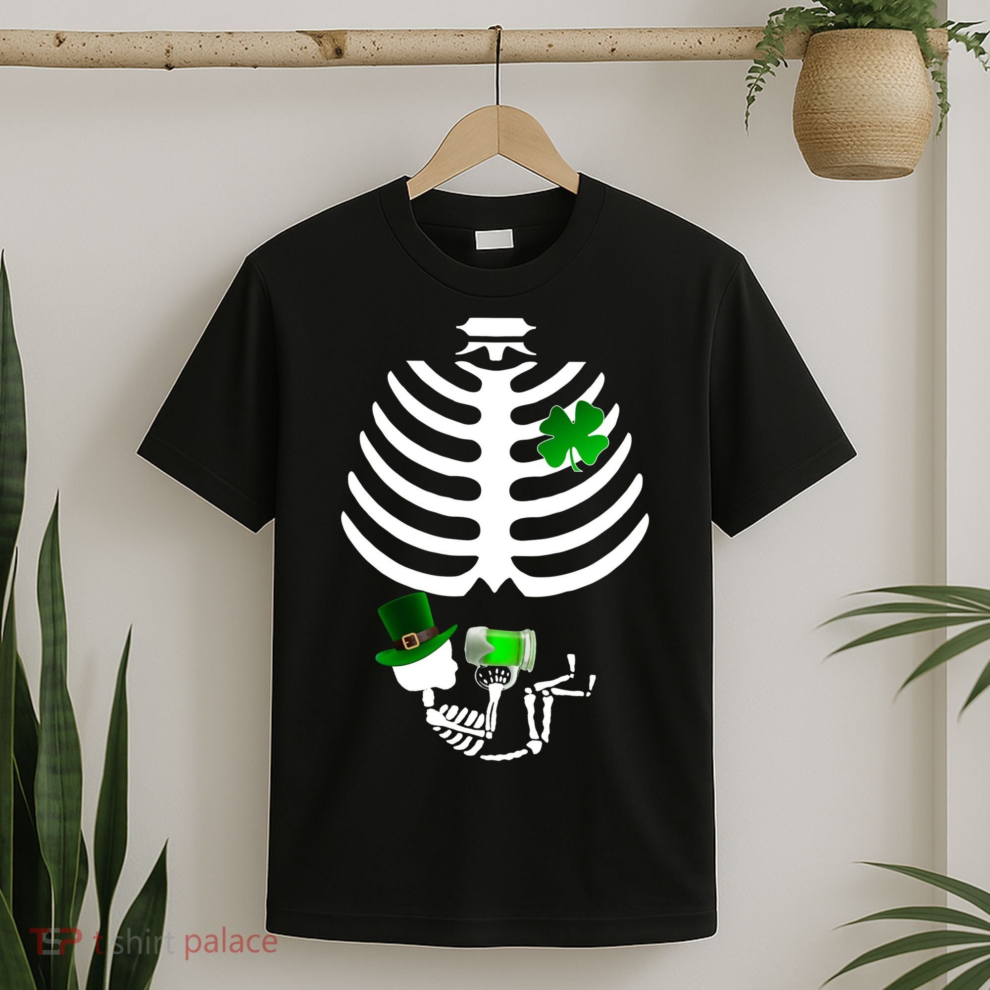 Irish Pregnant Skeleton Baby Beer T-Shirt