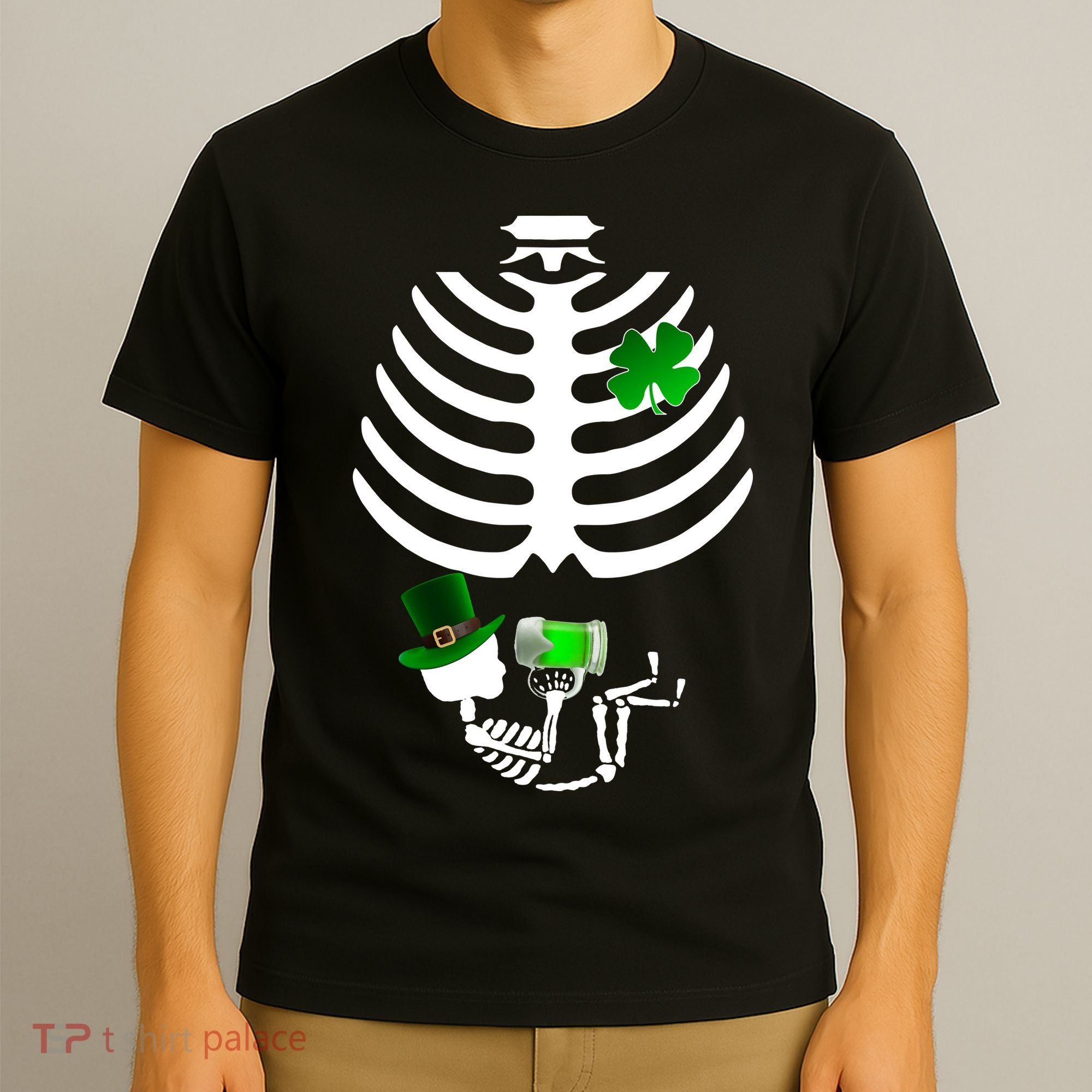 Irish Pregnant Skeleton Baby Beer T-Shirt