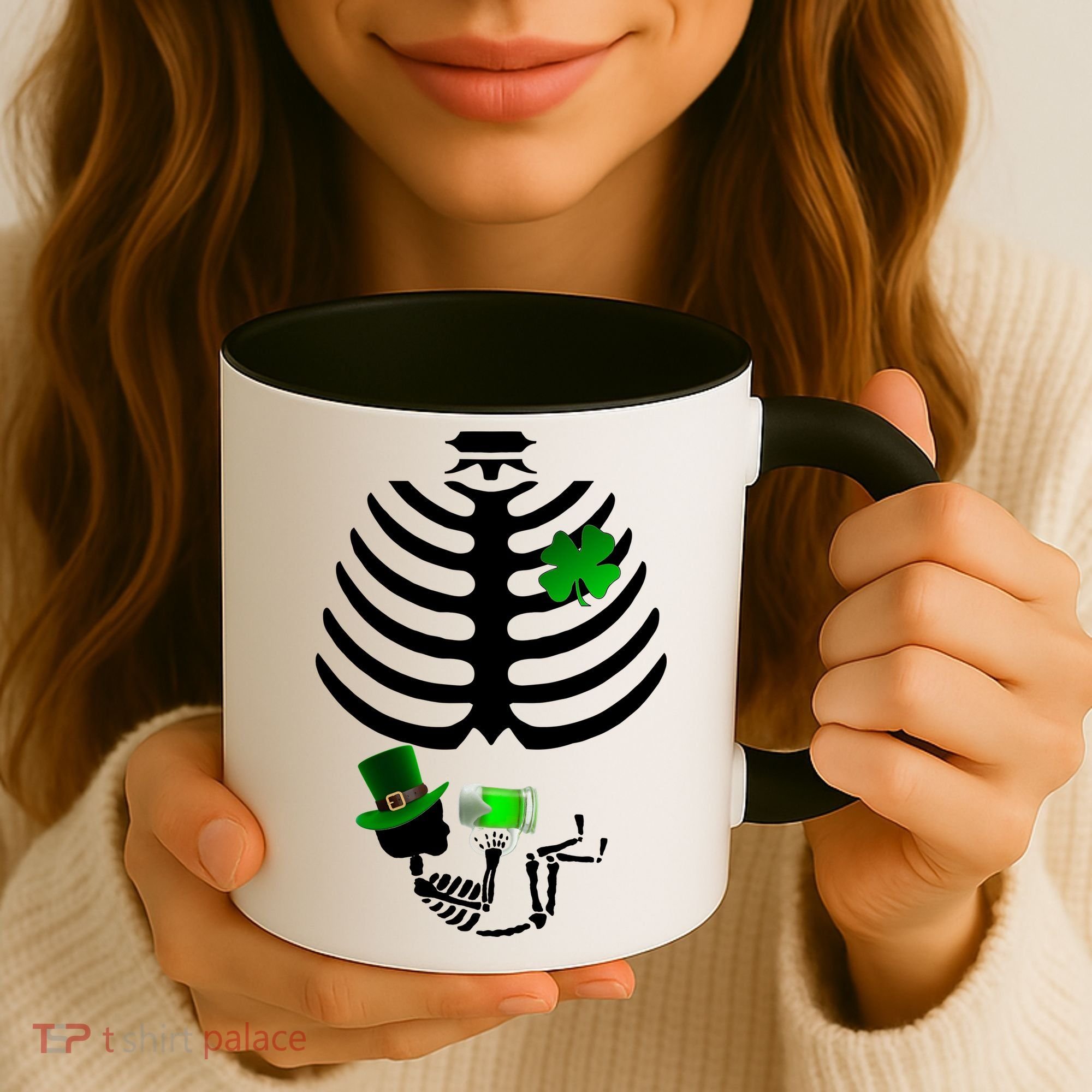 Irish Pregnant Skeleton Baby Beer Coffee Mug